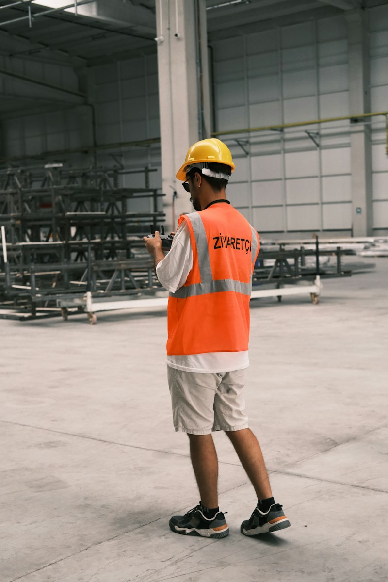 Site supervisor in a hard hat and safety vest